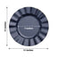 10-Pack Plastic 11" Round Dinner Plates in Navy Blue Ruffled Rim with Gold Edging - Sturdy Disposable Dinnerware