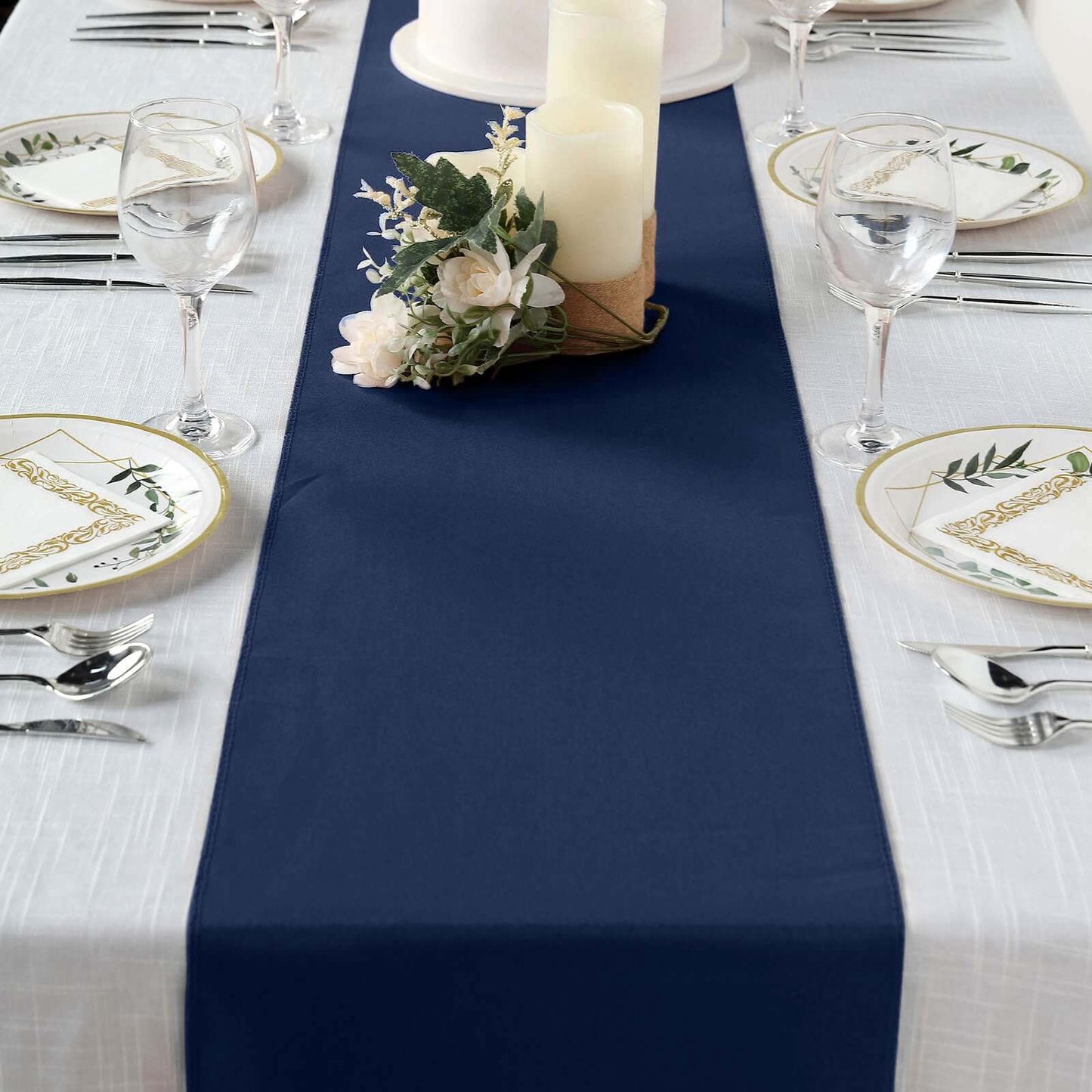 Polyester 12"x108" Table Runner Navy Blue - Durable & Wrinkle-Resistant Table Decor