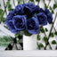12" Navy Blue Artificial Velvet-Like Fabric Rose Flower Bouquet Bush