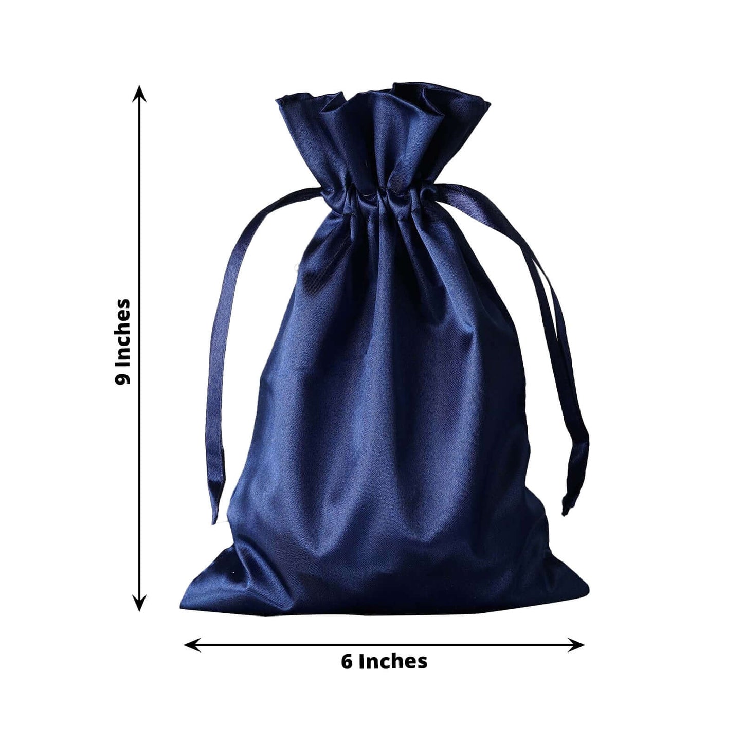 12 Pack 6"x9" Navy Blue Satin Wedding Party Favor Bags, Drawstring Pouch Gift Bags