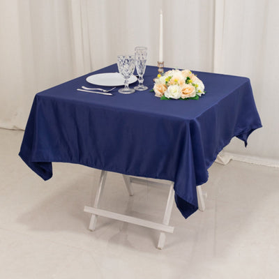 Lamour Satin 54"x54" Table Overlay Square Tablecloth Navy Blue - Durable & Silk-Like Table Cover
