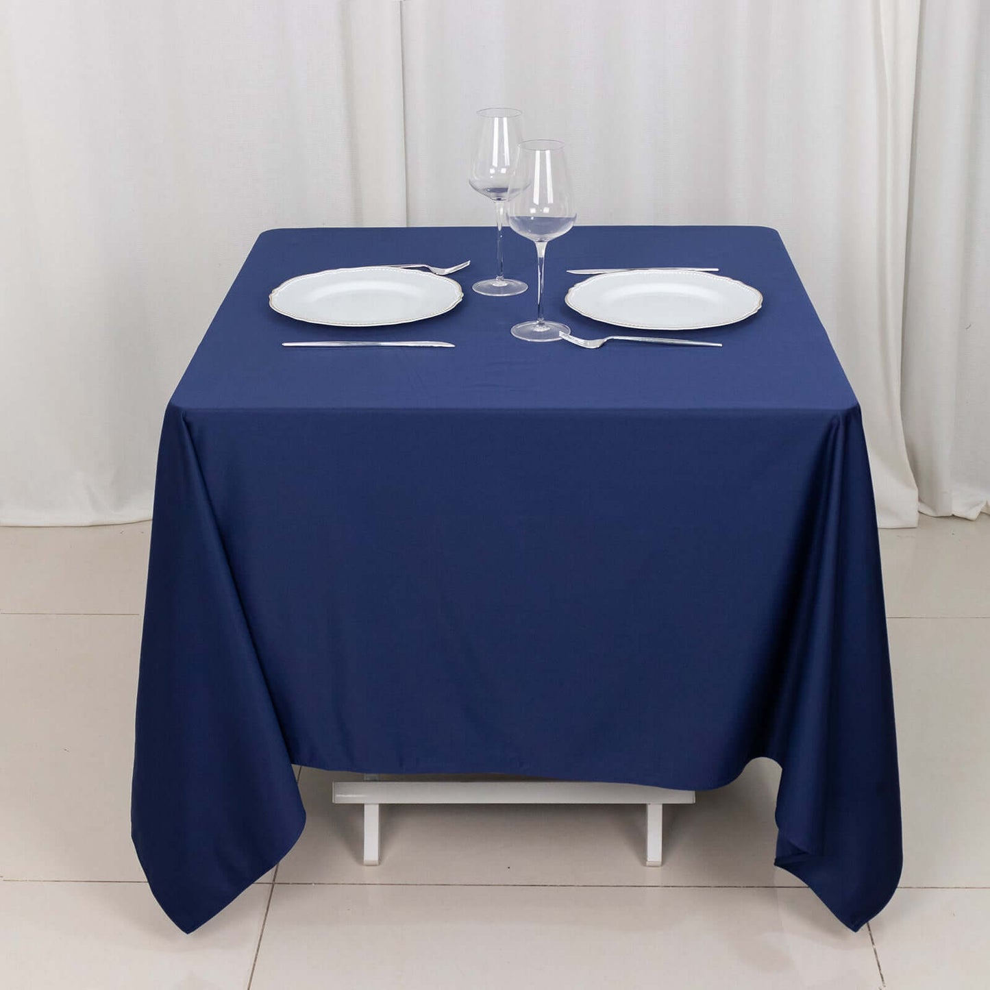 Scuba Square 70"x70" Tablecloth Navy Blue - Wrinkle Free & Stain Resistant Table Cover