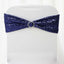 5 Pack Sequin Spandex Chair Sashes Navy Blue - Stretch Chair Bands 6"x15"