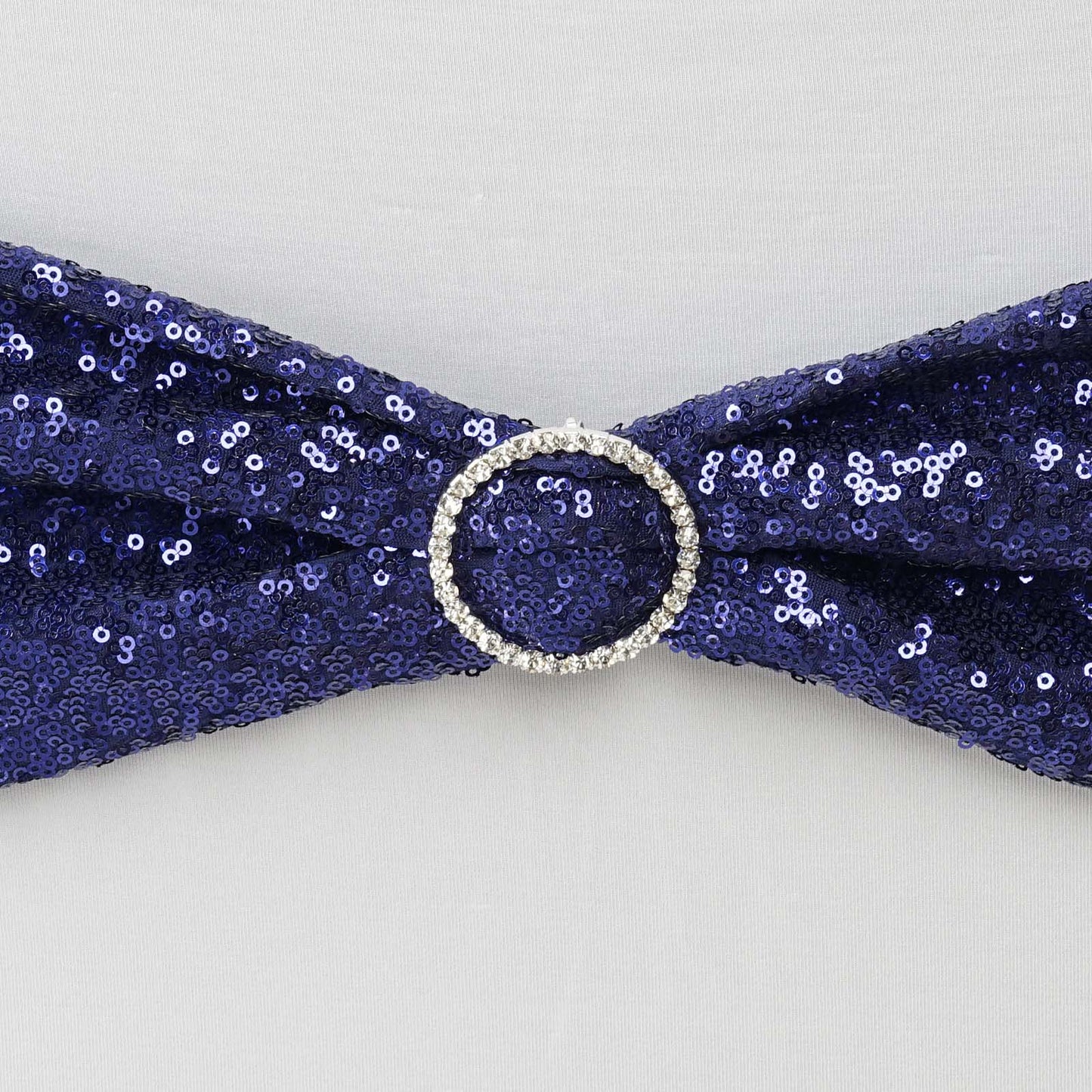 5 Pack Sequin Spandex Chair Sashes Navy Blue - Stretch Chair Bands 6"x15"