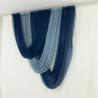 Navy Blue Sheer Chiffon Valance Curtain 4ft x 5ft â€“ Wedding Arch Drape with Rod Pocket Voile Backdrop Panel