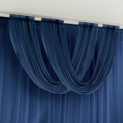 Navy Blue Sheer Chiffon Valance Curtain 4ft x 5ft â€“ Wedding Arch Drape with Rod Pocket Voile Backdrop Panel