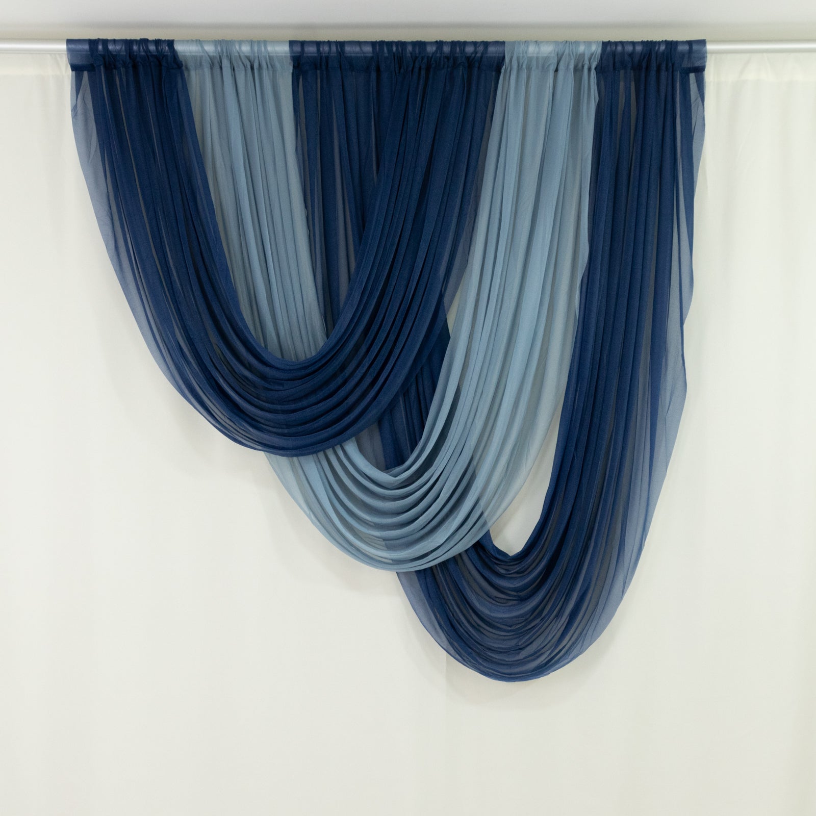 Navy Blue Sheer Chiffon Valance Curtain 4ft x 6ft â€“ Wedding Arch Drape with Rod Pocket Voile Backdrop Panel