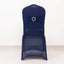 Spandex Chair Cover with Silver Rhinestone Buckled Sash Band Navy Blue - Stretch Fitted Slipcover