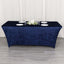Crushed Velvet Fitted Rectangular 6ft Table Cover Navy Blue - Wrinkle-Free Stretchy Tablecloth