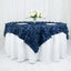 Taffeta 72"x72" Table Overlay Square Tablecloth Navy Blue - 3D Leaf Petal Table Cover
