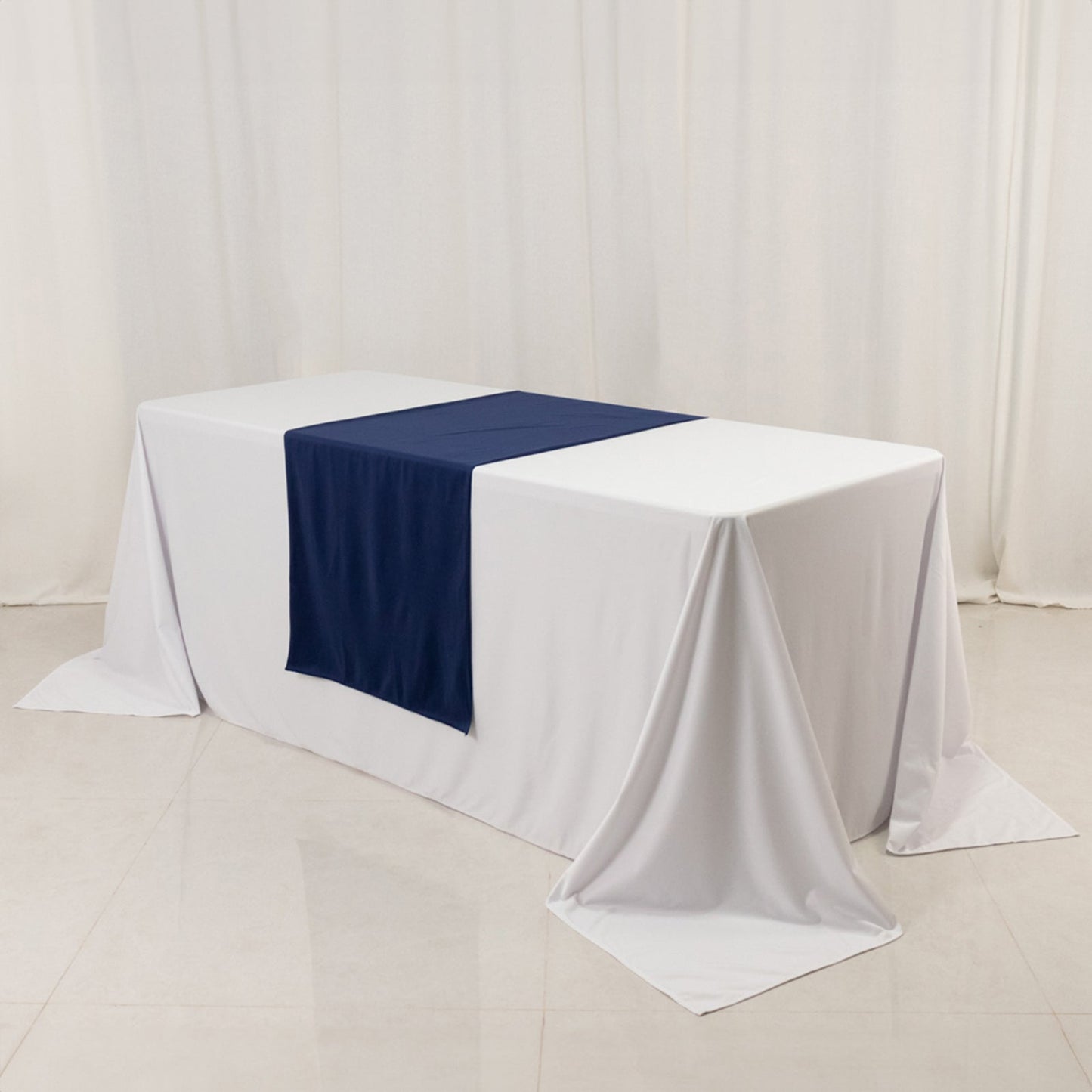 Wide Polyester 24"x72" Table Runner Navy Blue - Durable Trade Show Table Linen
