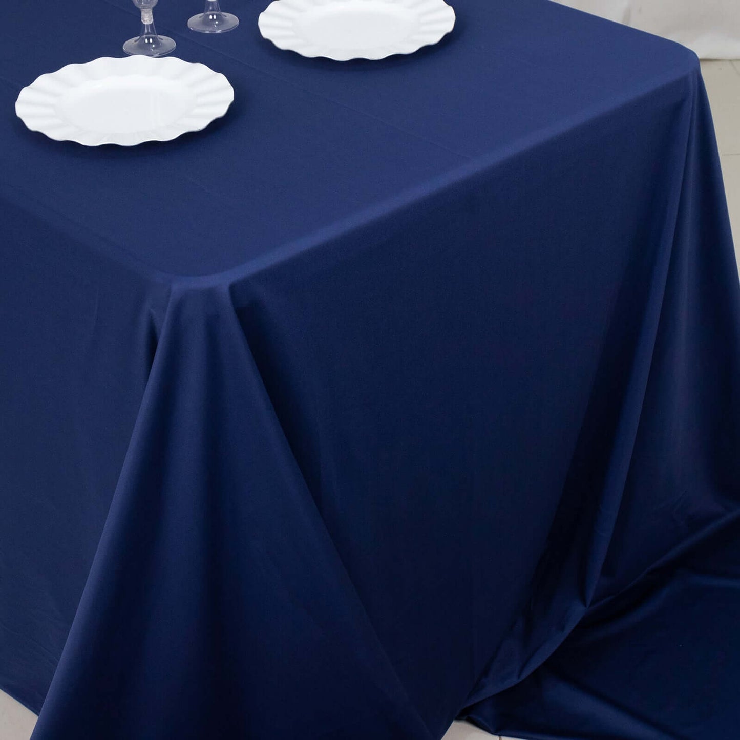 Scuba Rectangular 90"x156" Tablecloth Navy Blue - Wrinkle Free, Stain Resistant & Seamless Table Cover