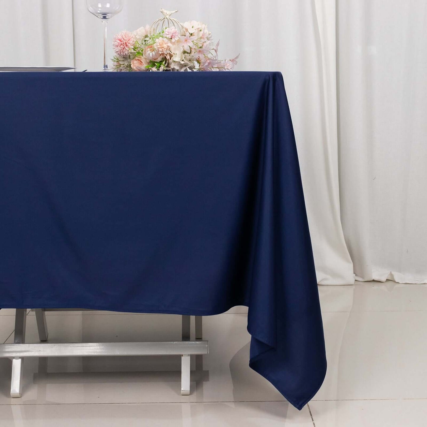 Scuba Square 70"x70" Tablecloth Navy Blue - Wrinkle Free & Stain Resistant Table Cover