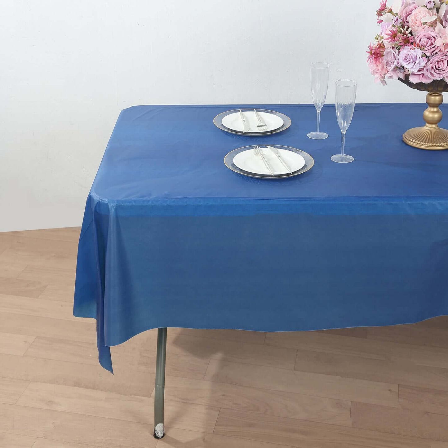 Plastic Table Cover Roll Navy Blue with Slide Cutter - Customizable Disposable Tablecloth Roll 54"x300ft