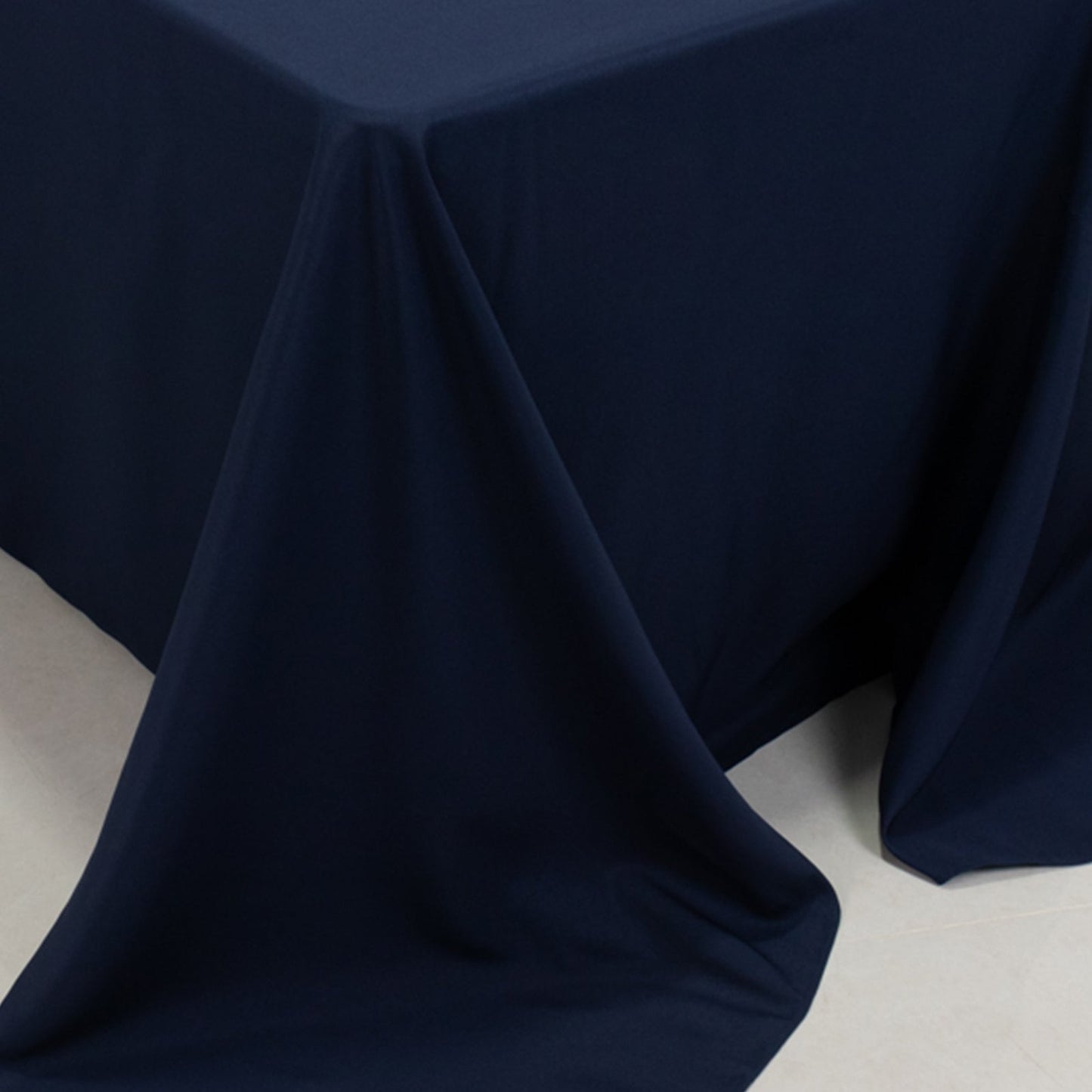 Fire Retardant Premium Polyester 90"x132" Rectangular Tablecloth Navy Blue - High-Performance Seamless Table Cover