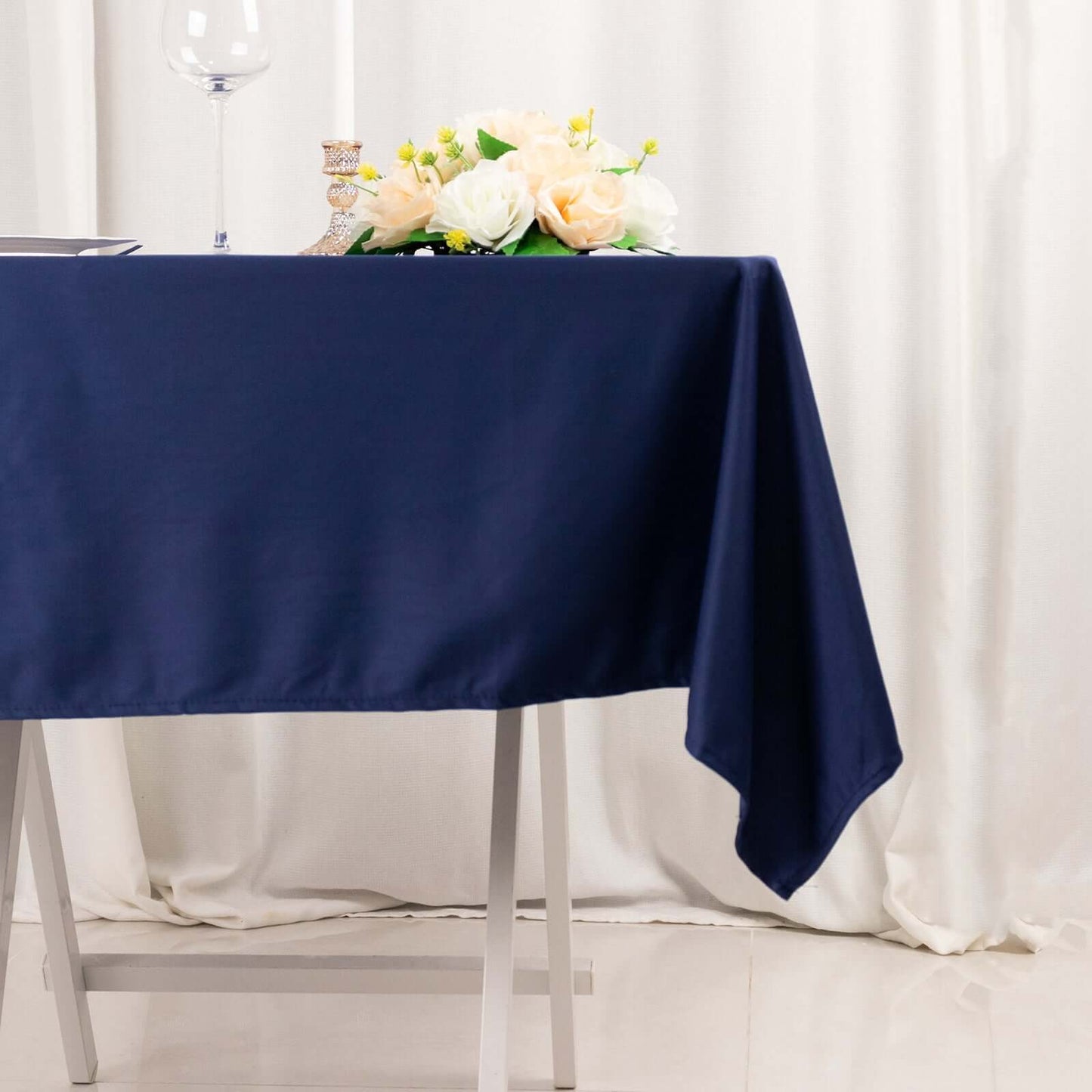 Scuba Square 54"x54" Tablecloth Navy Blue - Wrinkle Free & Stain Resistant Table Cover