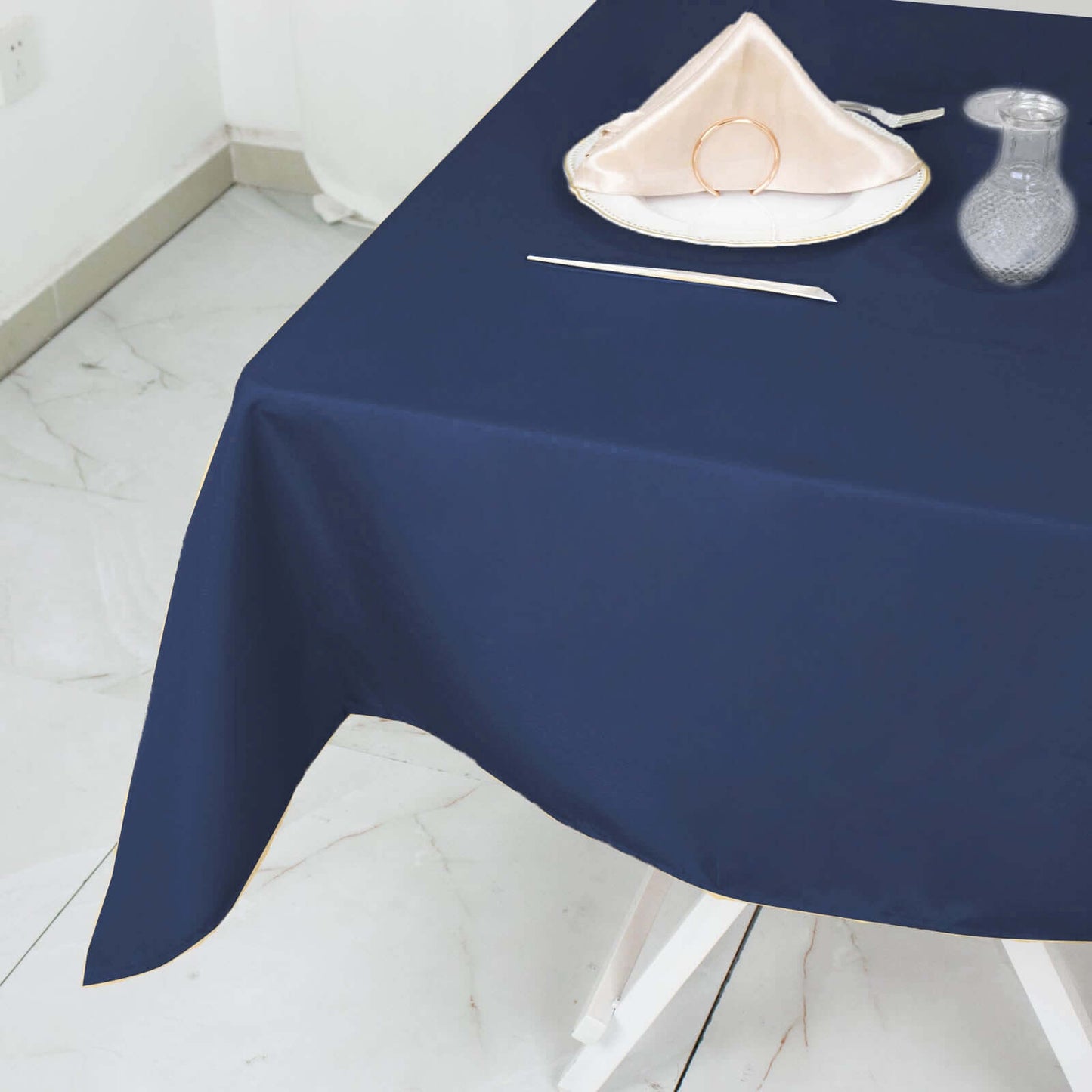Premium Polyester 54"x54" Square Tablecloth Navy Blue - Stain and Wrinkle-Resistant 220GSM Table Cover