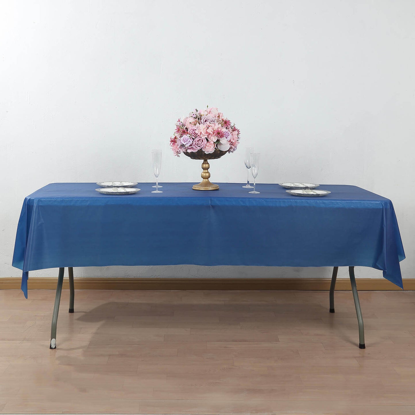 Plastic Table Cover Roll Navy Blue with Slide Cutter - Customizable Disposable Tablecloth Roll 54"x300ft