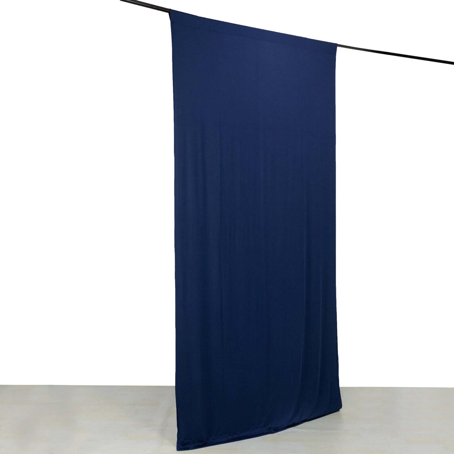 Navy Blue 4-Way Stretch Spandex Event Curtain Drapes, Wrinkle Free Backdrop Event Panel with Rod Pockets - 5ftx10ft