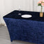 Crushed Velvet Fitted Rectangular 6ft Table Cover Navy Blue - Wrinkle-Free Stretchy Tablecloth