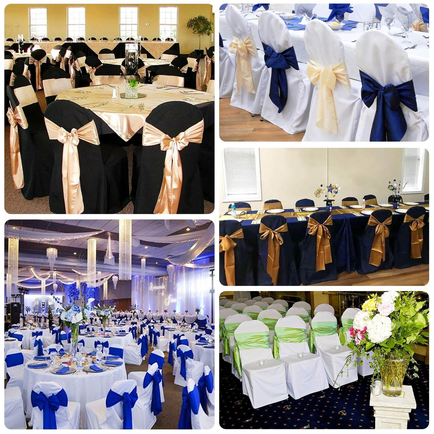 Polyester Slip On Banquet Chair Covers Navy Blue - Stain-Resistant Reusable Durable Fabric