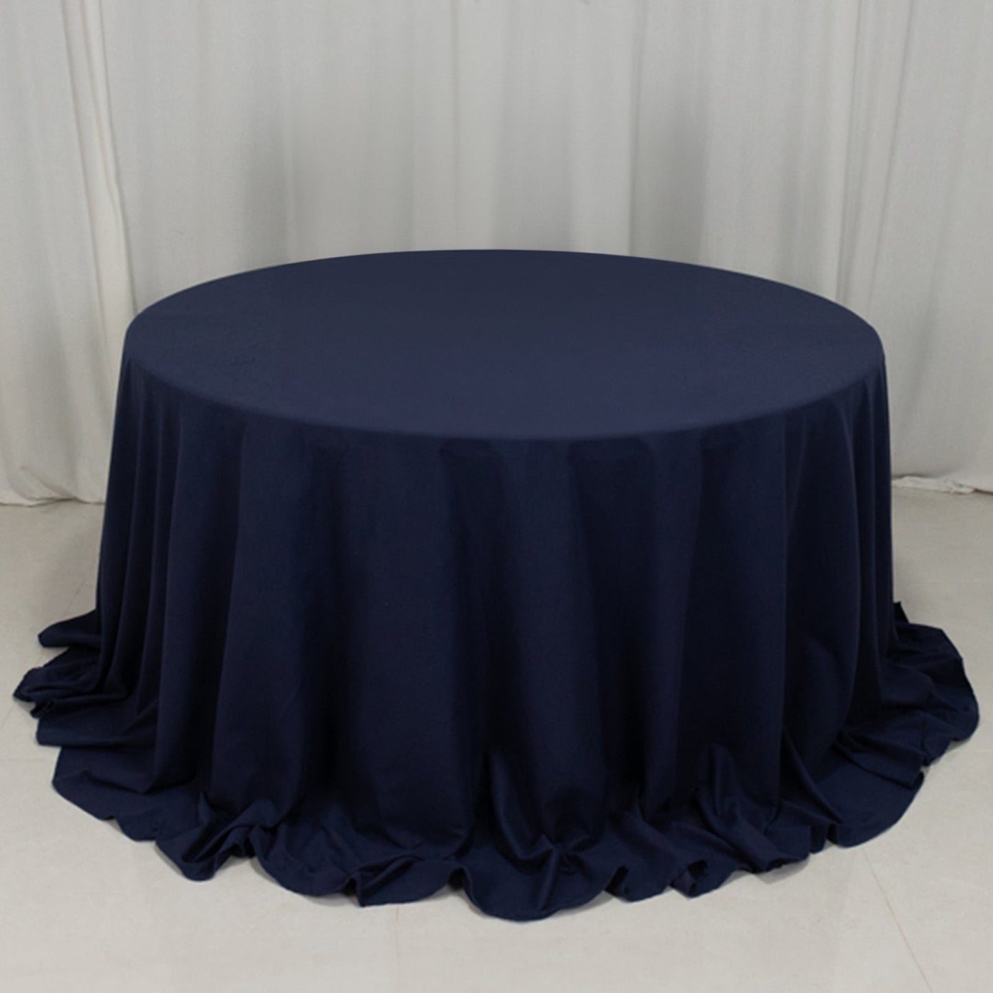 Cotton Blend 132" Round Tablecloth Navy Blue - Seamless Wrinkle-Resistant Table Cover