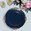 6-Pack Acrylic Round Charger Plates 13" in Navy Blue with Gold Embossed Baroque Rim, Antique Decorative Dinner Party Charger Tableware