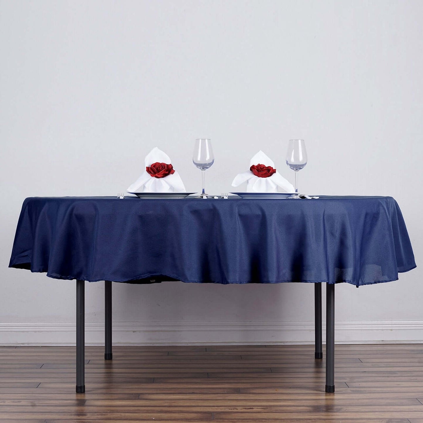 Polyester 70" Round Tablecloth Navy Blue - Durable & Wrinkle-Resistant Table Cover