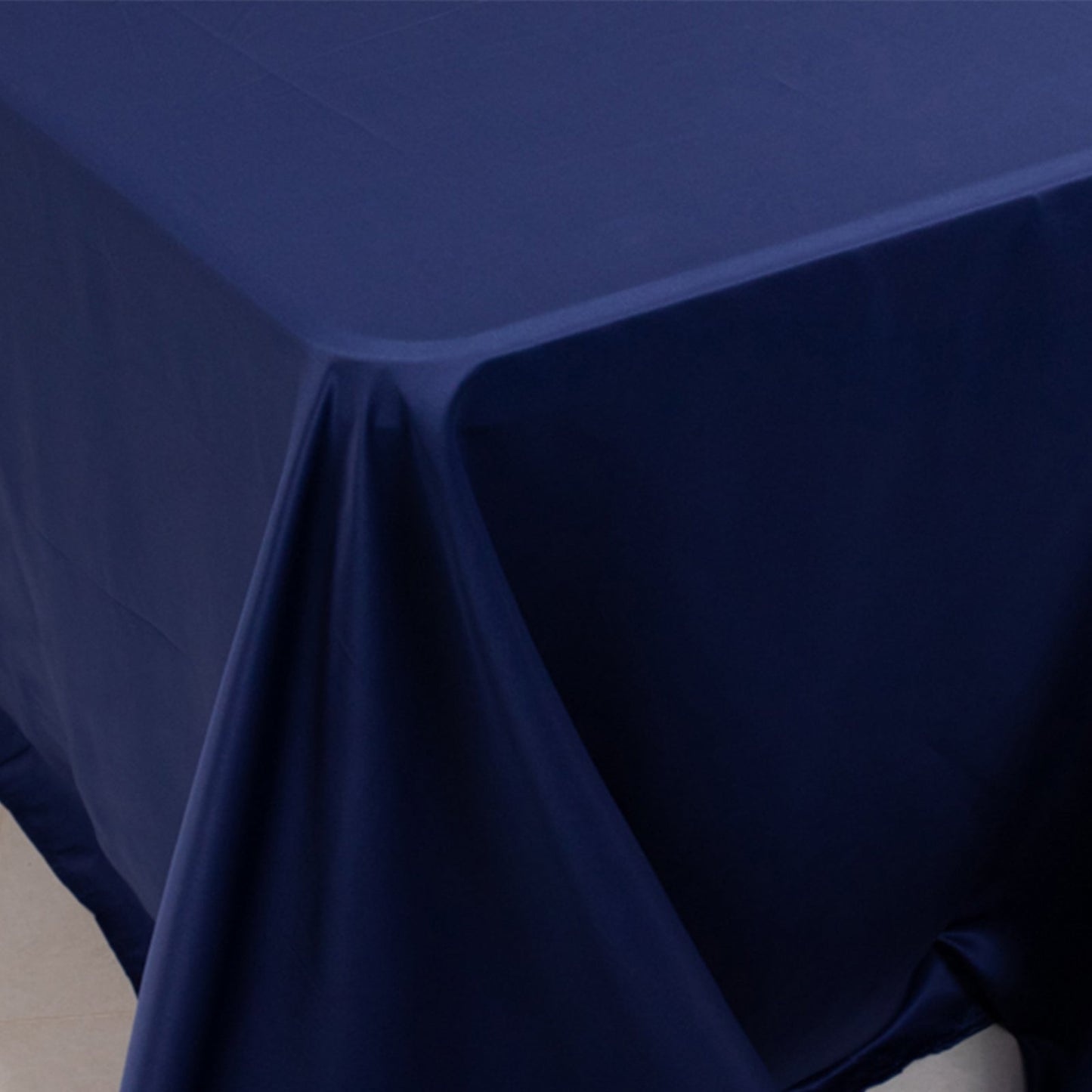 Lamour Satin 90"x156" Rectangle Tablecloth Navy Blue - Luxurious, Soft Seamless Table Cover
