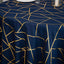 Polyester 120" Round Tablecloth Navy Blue with Gold Foil Geometric Pattern Wrinkle-Resistant Seamless Table Cover