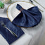 5 Pack Taffeta 20"x20" Napkins Navy Blue - Accordion Crinkle Dinner Napkins