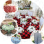 Polyester 90" Round Tablecloth White/Navy Blue - Checkered Buffalo Plaid Table Cover