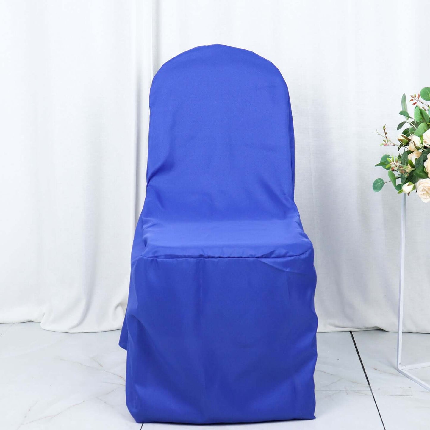 Polyester Slip On Banquet Chair Covers Royal Blue - Stain-Resistant Reusable Durable Fabric