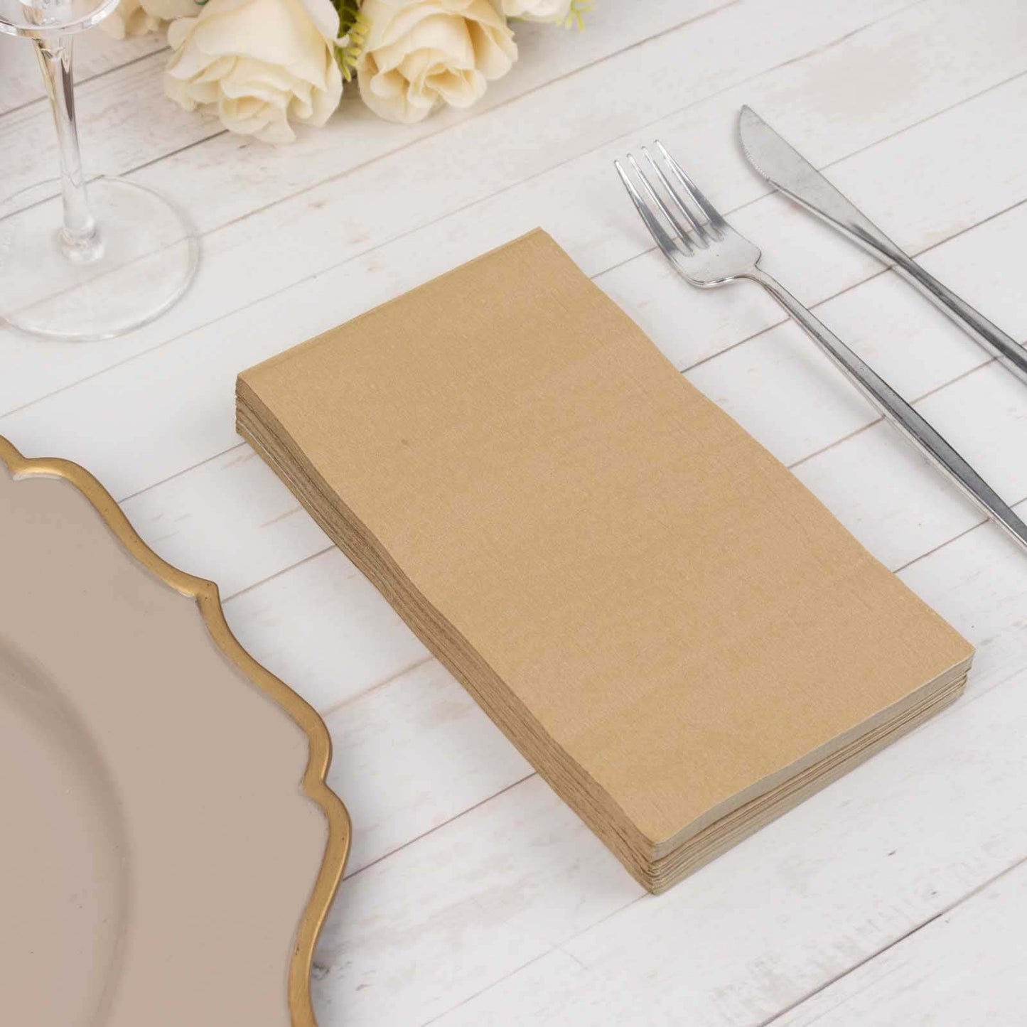 50-Pack Paper Napkins Natural - Soft Disposable 2-Ply Dinner Napkins for Weddings