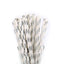 25-Pack Paper Straws White/Silver Striped - Stylish Disposable Straws for Drinks 8"