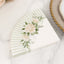 25-Pack Round Paper Cocktail Napkins with Floral Lined Pattern White/Sage Green - Disposable 2 Ply Beverage Napkins 6"x6"