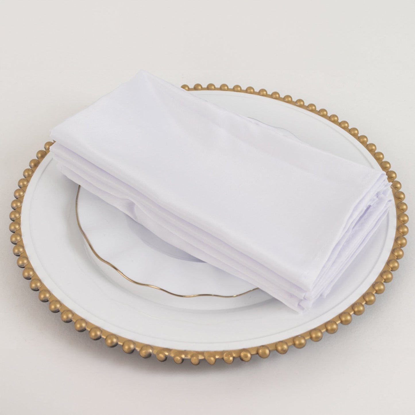 5 Pack Lamour Satin 20"x20" Napkins White - Exquisite Dinner Napkins with Soft Matte Finish for Weddings & Events