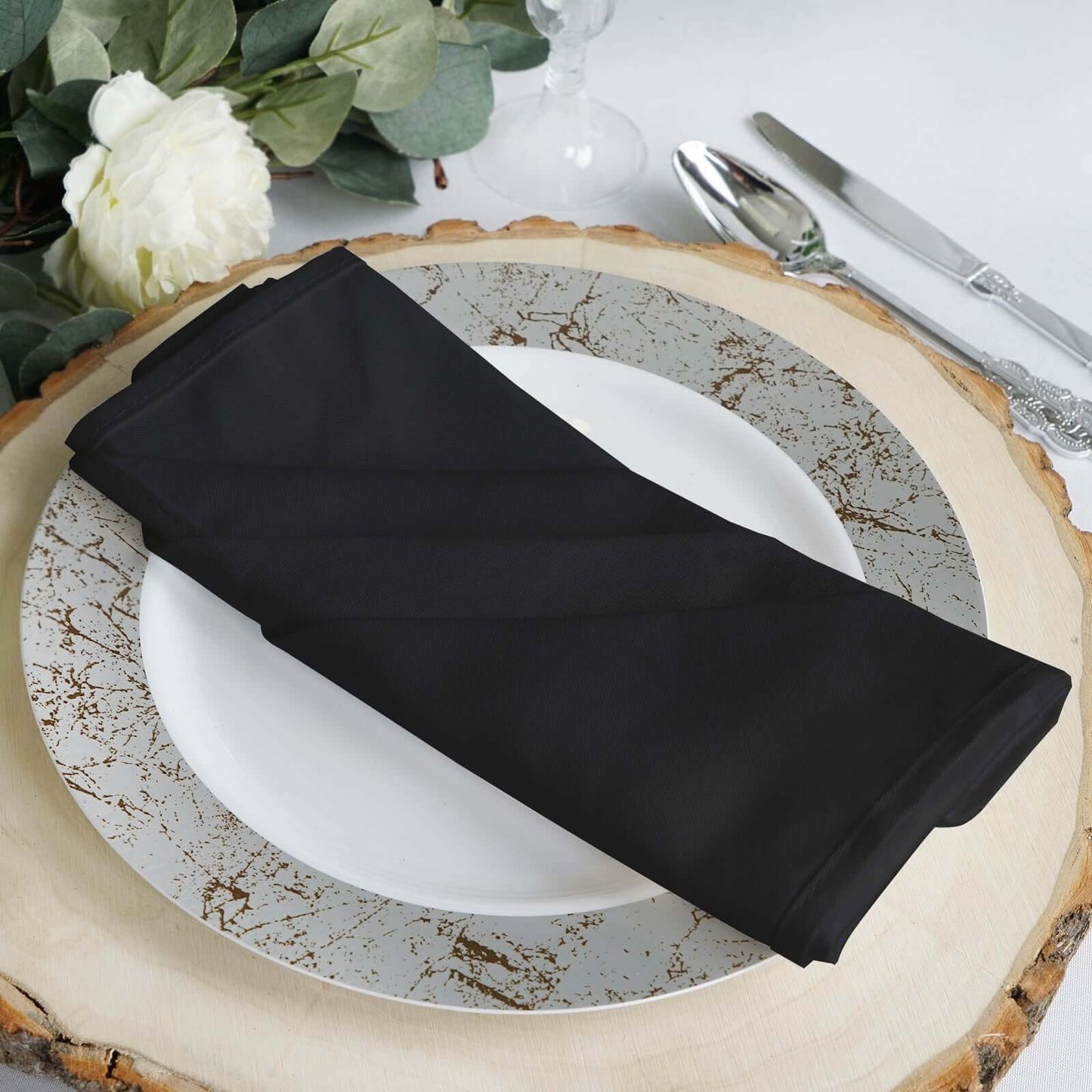 5 Pack 100% Cotton 20"x20" Napkins Black - Commercial Grade Cloth Napkins