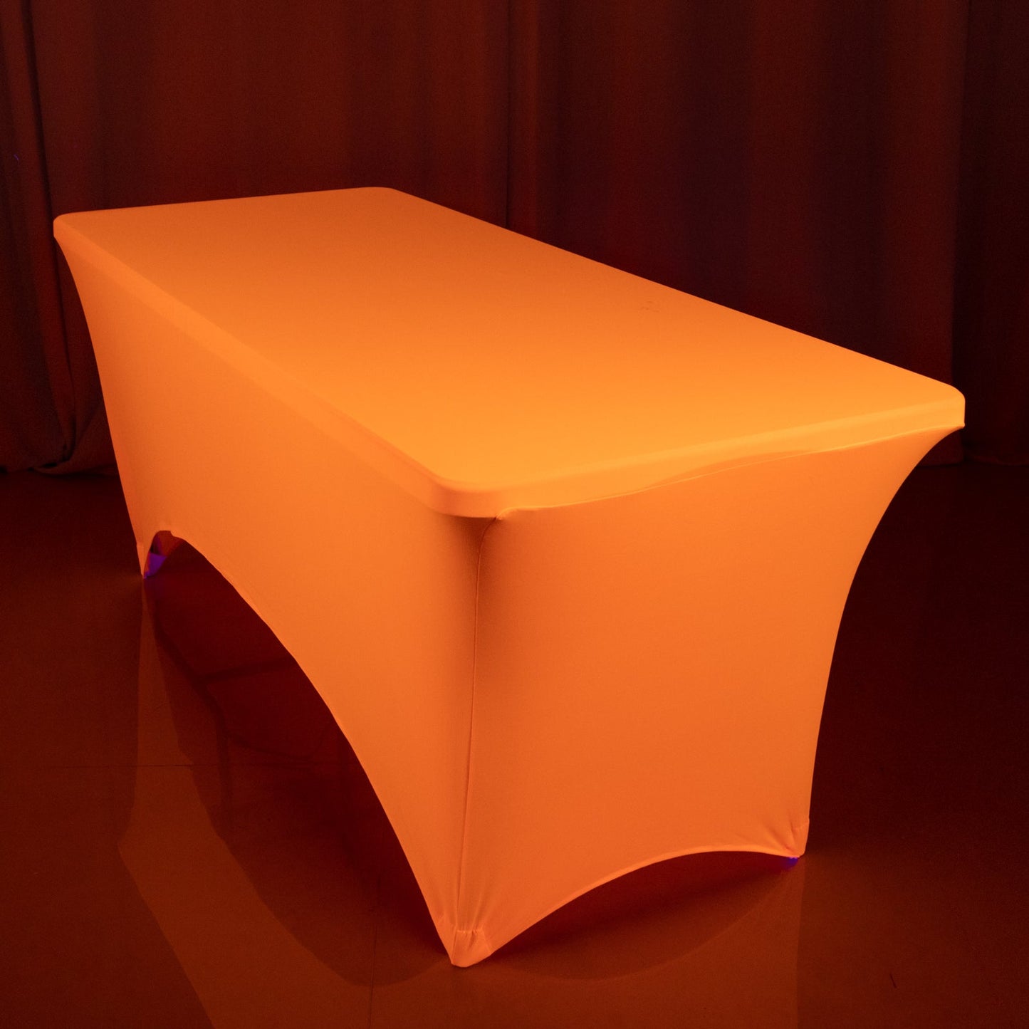 Glow Neon Orange Fitted Spandex Tablecloth â€“ 6ft Rectangle, Wrinkle-Free Cover
