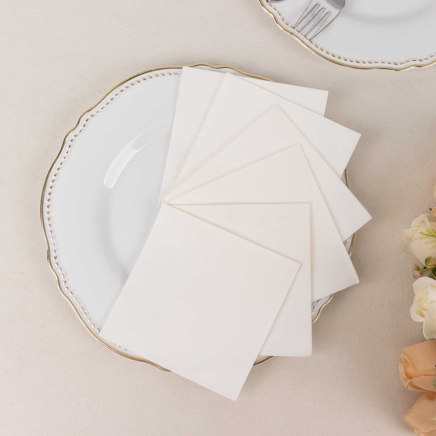 20 Pack Linen-Like Paper 5"x5" Napkins White - Highly Absorbent & Disposable Airlaid Beverage Napkins