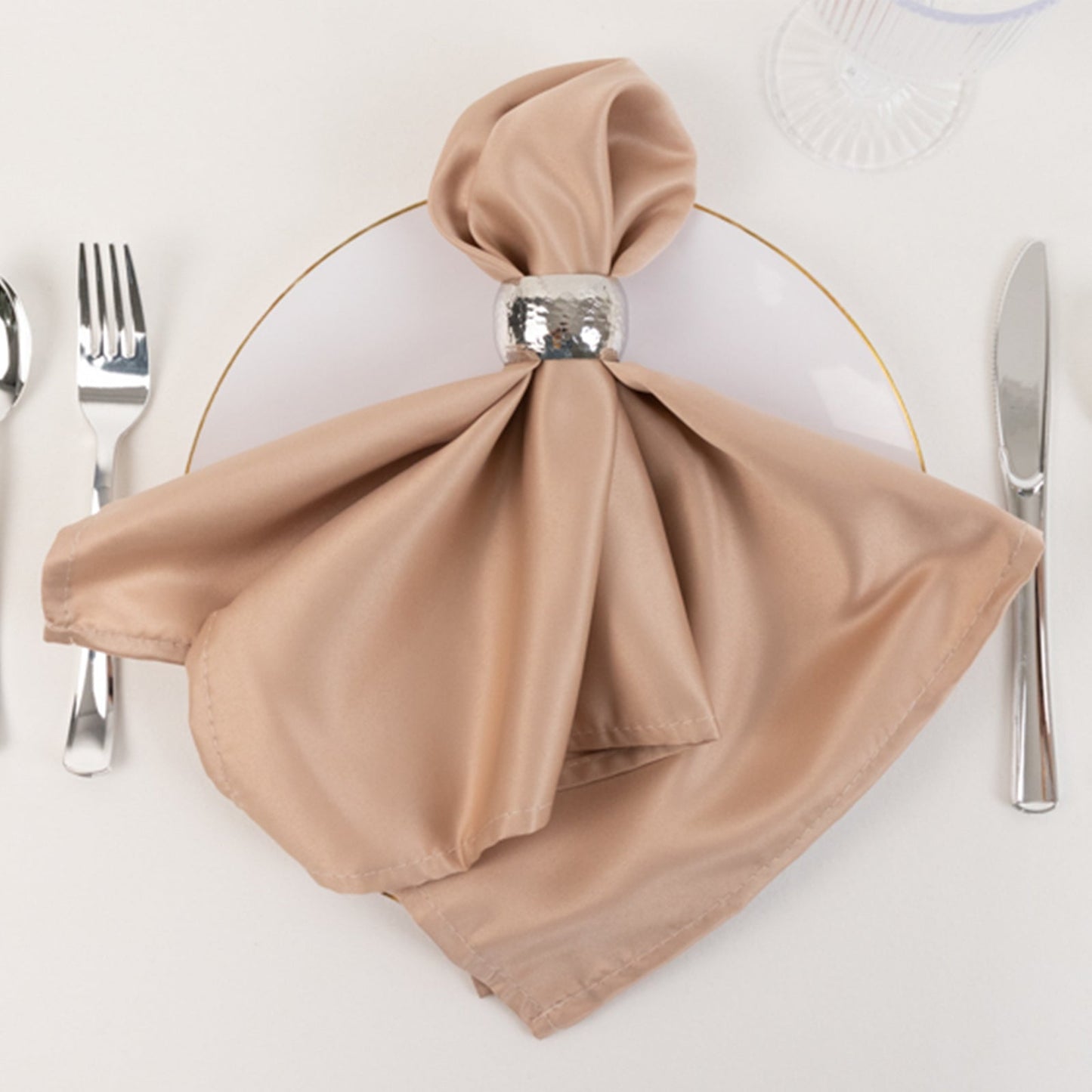 5 Pack Lamour Satin 20"x20" Napkins Nude - Soft Matte Finish Dinner Napkins