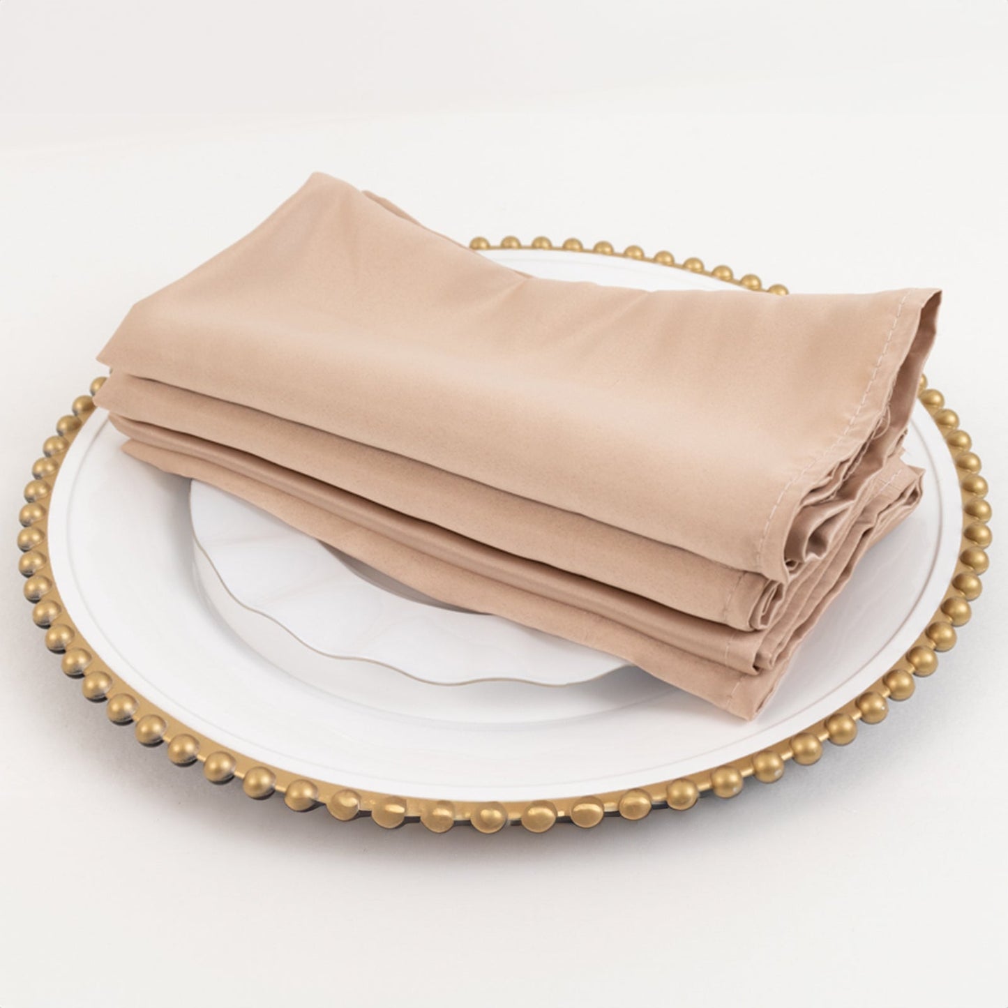 5 Pack Lamour Satin 20"x20" Napkins Nude - Soft Matte Finish Dinner Napkins