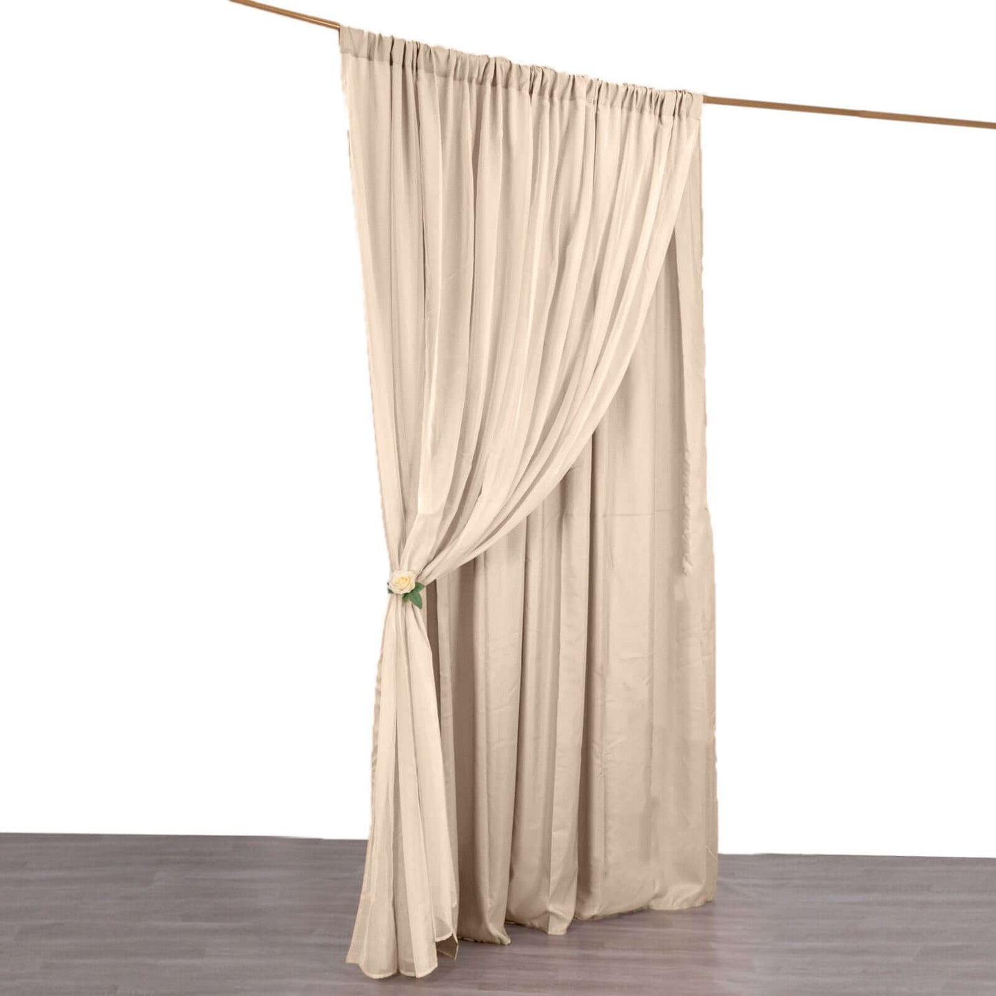 Nude Chiffon Polyester Event Curtain Drapes, Dual Layer Divider Backdrop Curtain Panels with Rod Pockets - 10ftx10ft