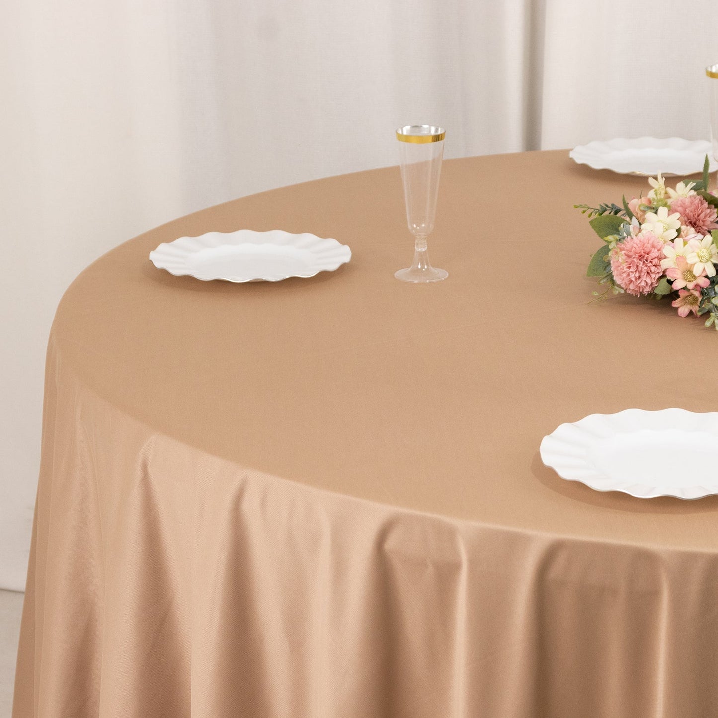 Scuba Round 108" Tablecloth Nude - Wrinkle Free & Stain Resistant Table Cover