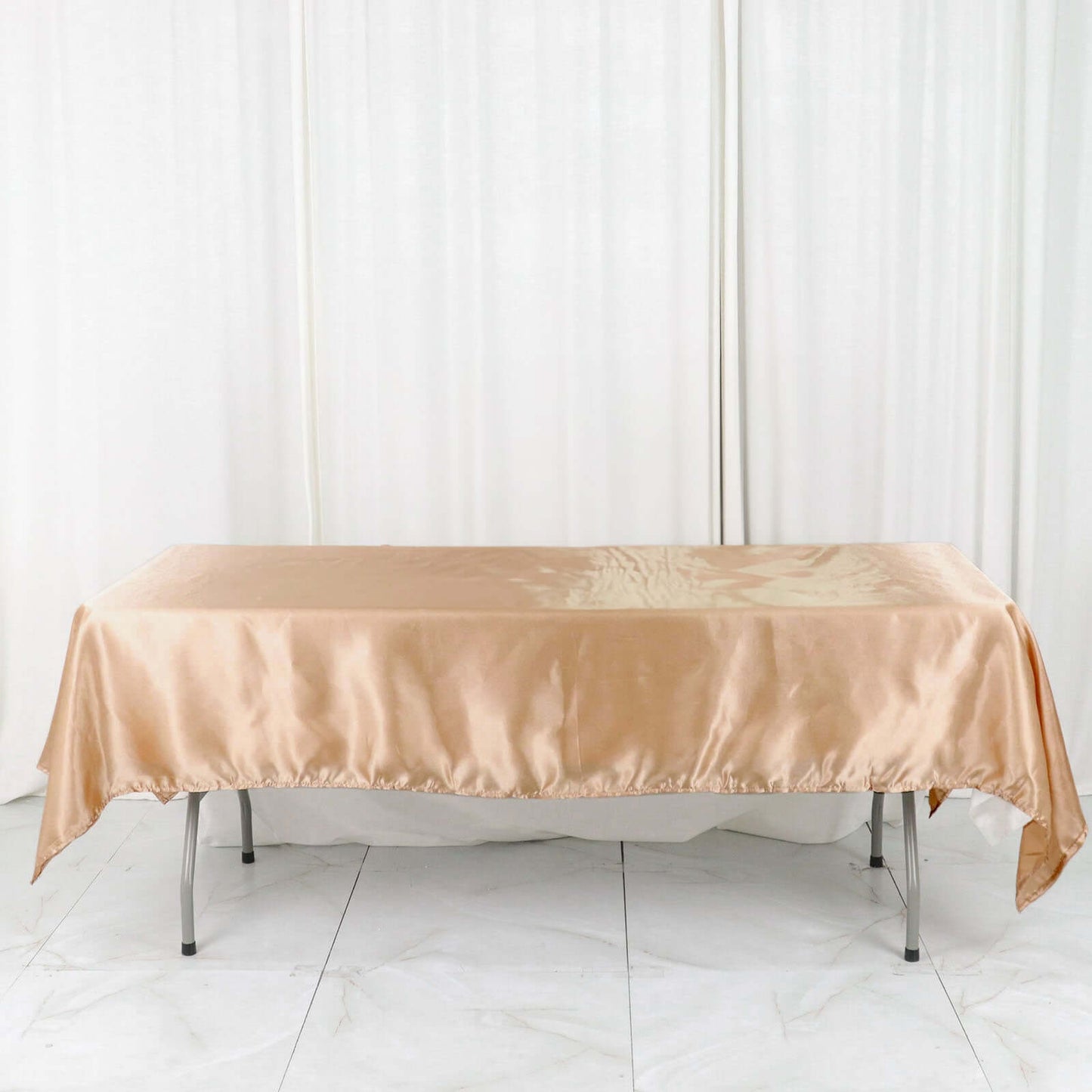 Satin Rectangular 60"x102" Tablecloth Nude - Smooth and Lustrous Table Cover