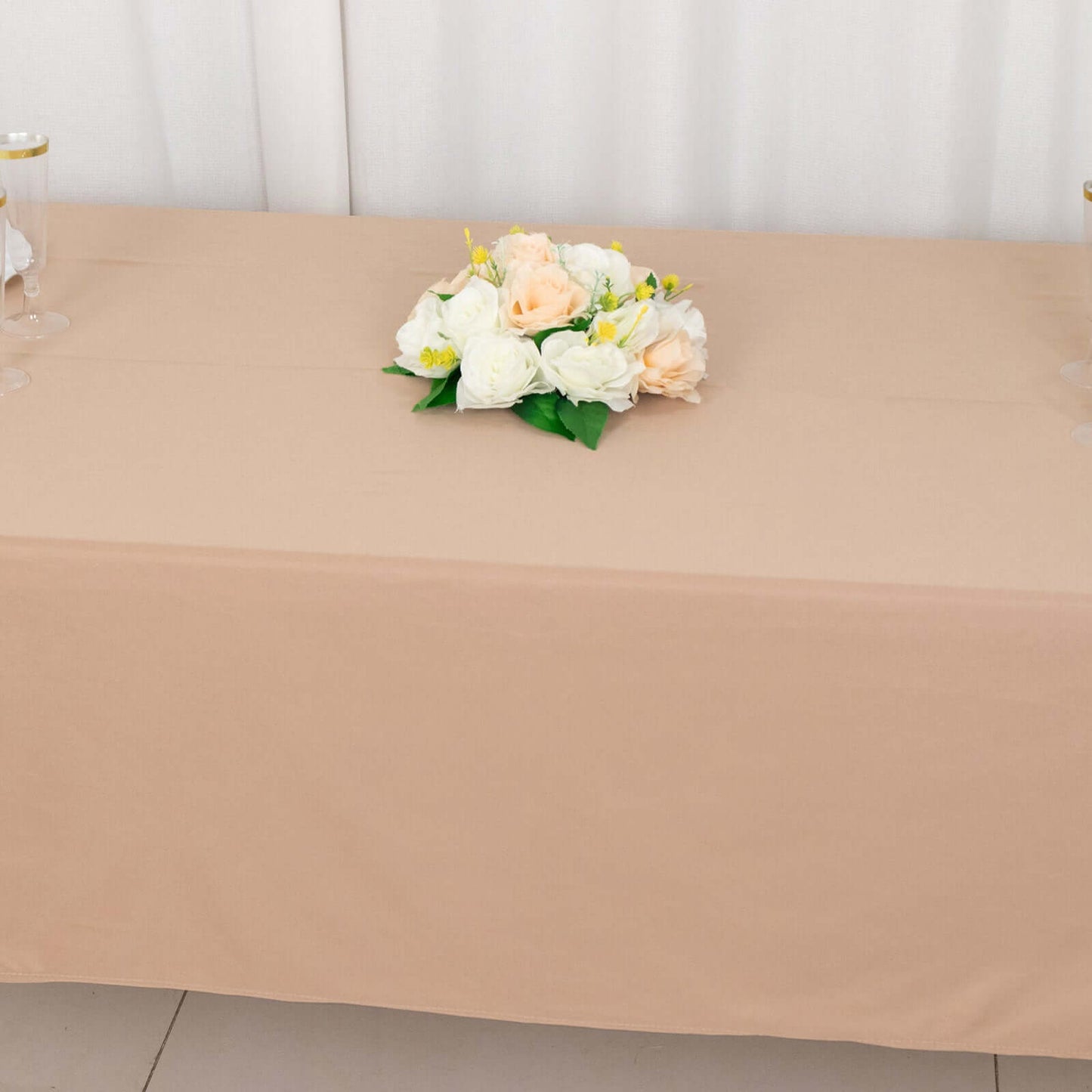 Scuba Rectangular 60"x102" Tablecloth Nude - Wrinkle Free & Stain Resistant Table Cover