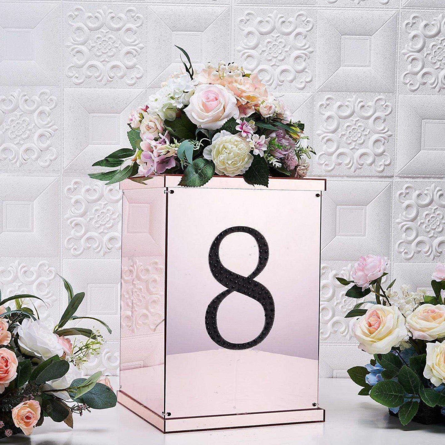Decorative Rhinestone Number "8" Stickers, Glitter Adhesive Craft Numbers Black DIY Sparkle Embellishments 8"