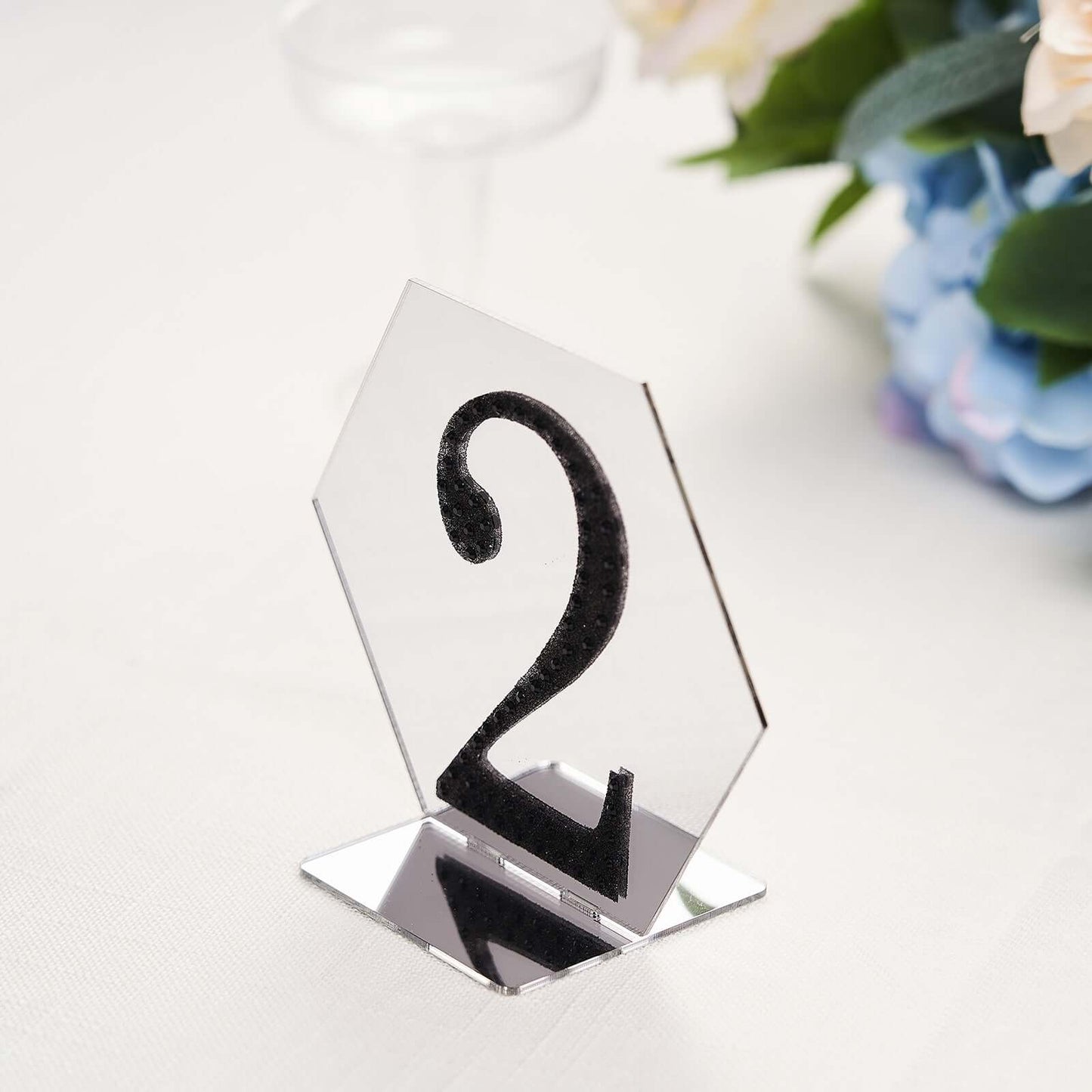 5-Pack Acrylic Table Sign Holders Hexagon Design Silver - Ideal for Modern Event Centerpieces 5"