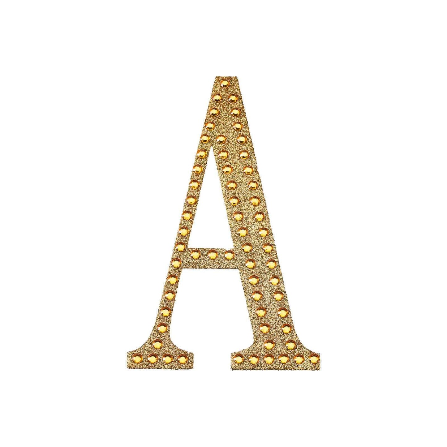 Decorative Rhinestone Alphabet "A" Letter Stickers, Glitter Adhesive Craft Letters Gold DIY Sparkle Embellishments 4"