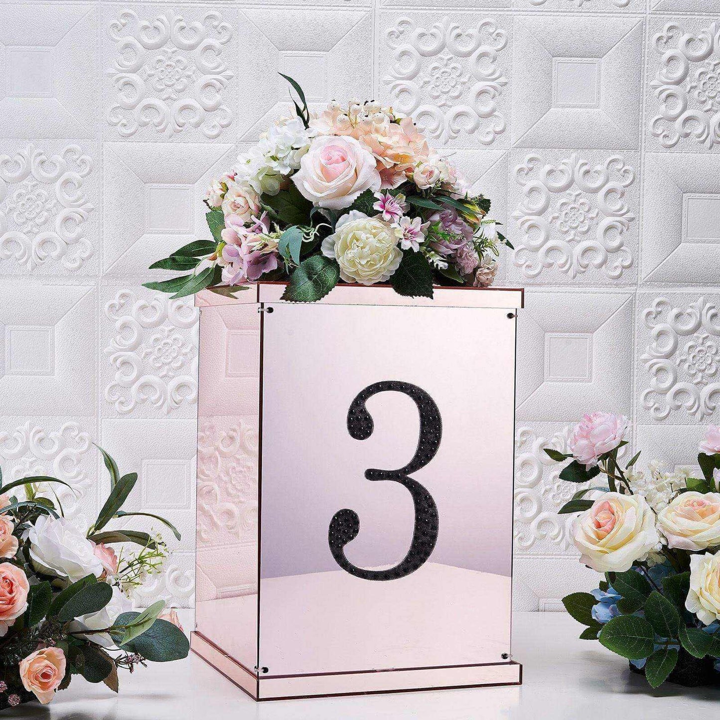 Decorative Rhinestone Number "3" Stickers, Glitter Adhesive Craft Numbers Black DIY Sparkle Embellishments 8"